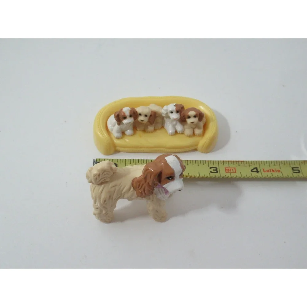 Fisher Price Loving Family Dollhouse Pets Dog Cocker Spaniel Mom Puppies bed lot